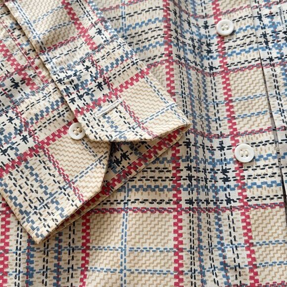 Vintage 70s Macrae Prest Plaid Button-Up Shirt - Permanent Press - S 14-14½ - Picture 7 of 11